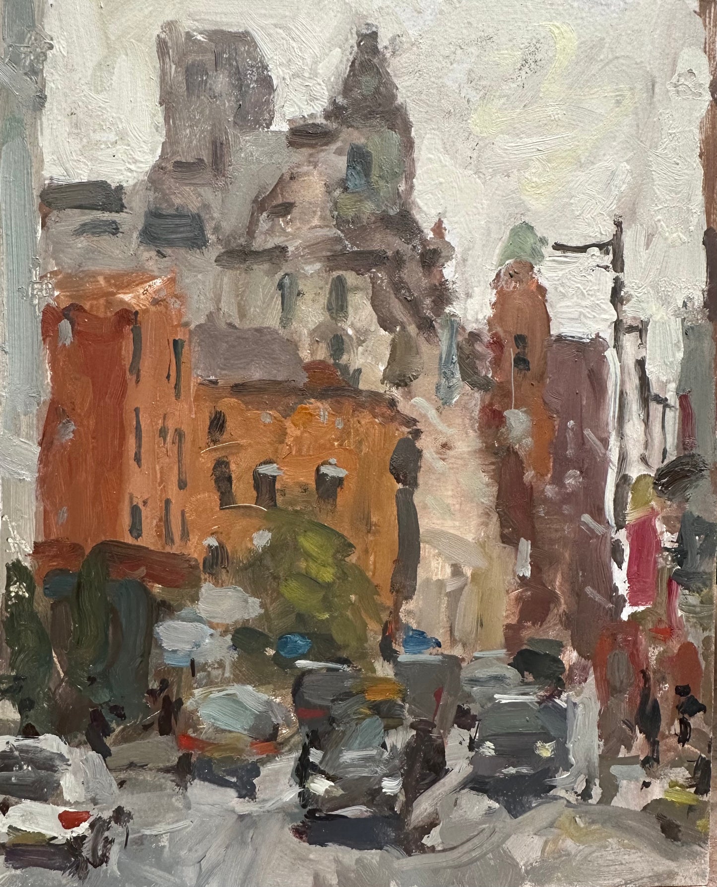 Impressionistic-oil-painting-by-Adam-Ralston-of-Oxford-rd-Manchester