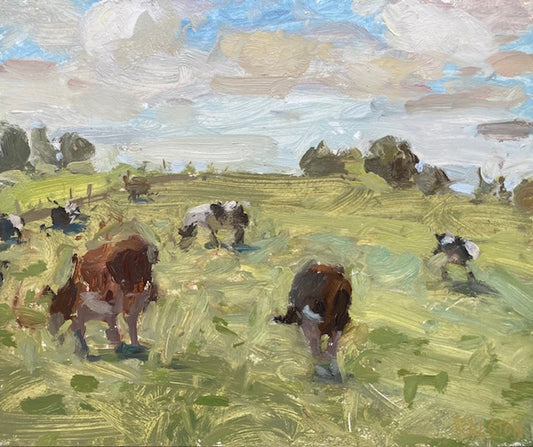 pleinair original landscape painting painted on the back fields of Kirkham and Wesham by Northern Art oil painter Adam Ralston