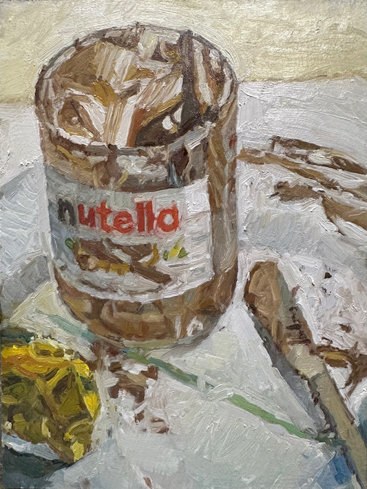 Northern artist Adam Ralston’s painting of Nutella chocolate spread in a jar with a knife